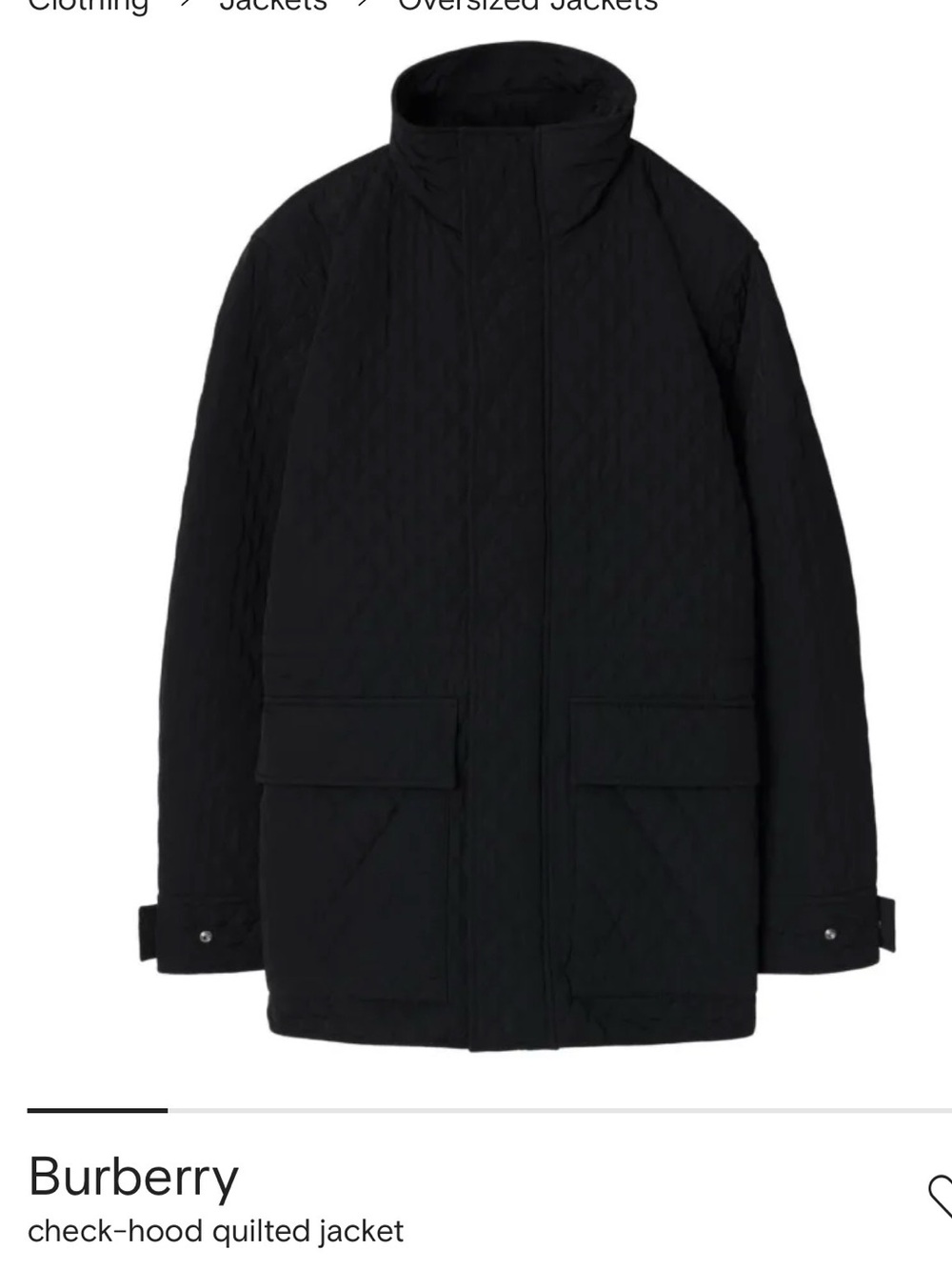 Burberry Black Quilted Check Jacket Hooded